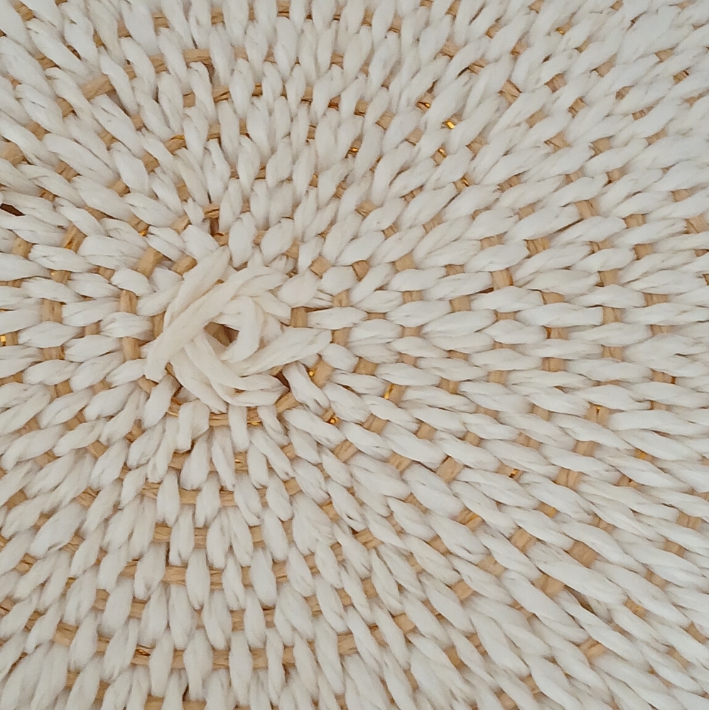 Natural Woven Straw  Paper Mettallic Wide Brim Hat - Picture 9 of 11